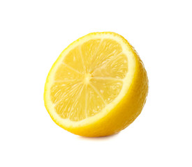 Cut citrus fruit on white background