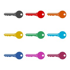 Key icon, Key icon in flat style, color icons set