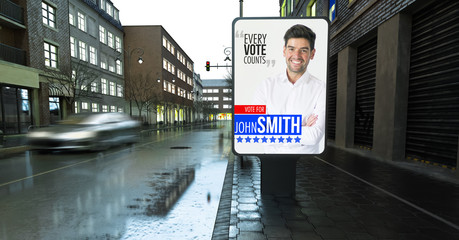 political poster mockup on evening street