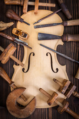 Violin belly and work tools