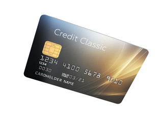 3d illustration of detailed glossy credit card isolated on white background without shadow