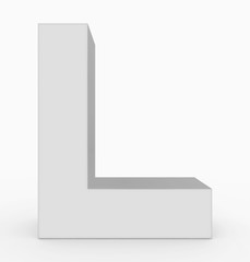 letter L 3d cubic white isolated on white