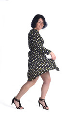 full portrait of a woman on white,dancing