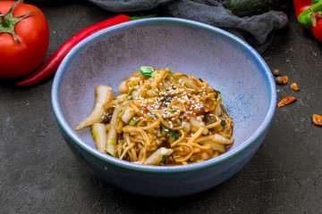 Noodles with vegetables in Thai sauce