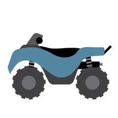 Quad Bike transportation cartoon character side view isolated on white background vector illustration.