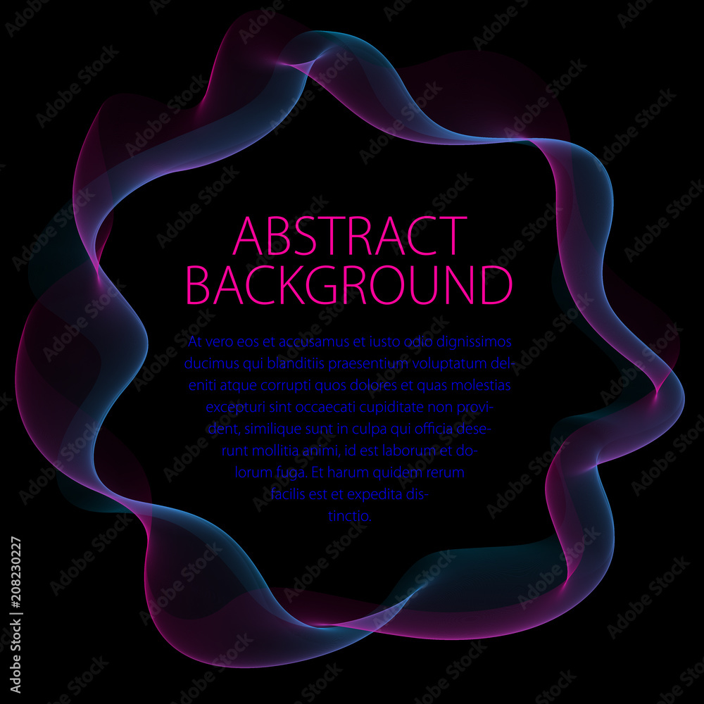 Aufkleber flowing smooth linear frame in a shape of circle. vector abstract artistic beautiful background with