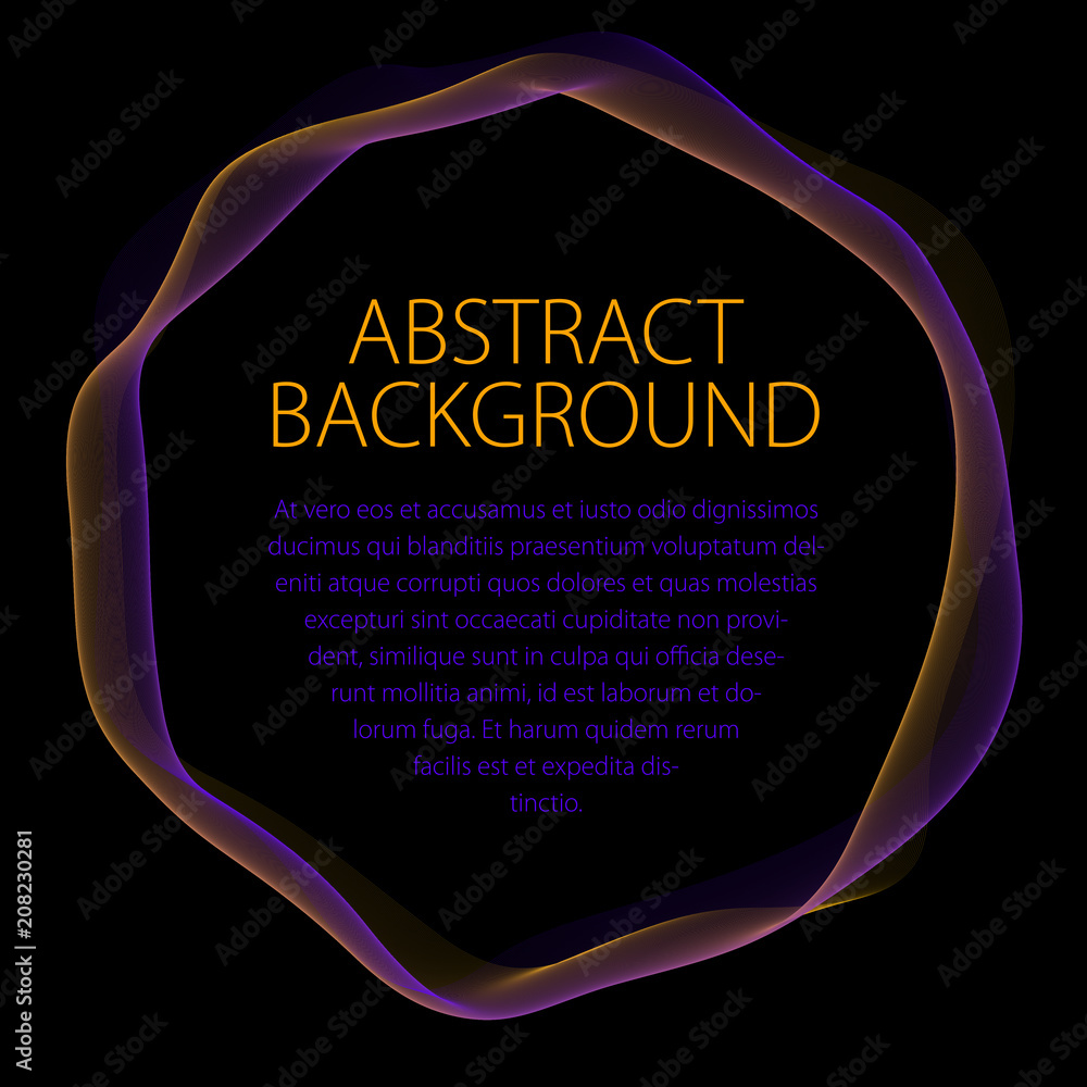 Aufkleber flowing smooth linear frame in a shape of circle. vector abstract artistic beautiful background with