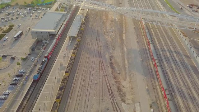 Beer Sheva train station, bridge and local IT center, aerial view 4k