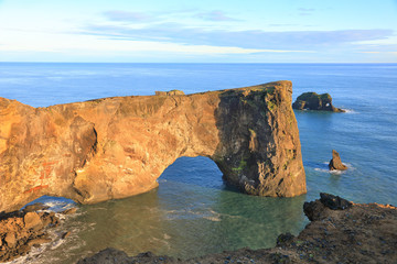 Fototapeta na wymiar Famous Rock arch at Dyrholaey coast, South Iceland.
