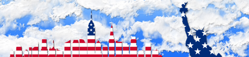United States Of America. 4th of July, Independence Day Concept. New York City Skyline Against Sky Background 3D illustration © ArtmediaworX