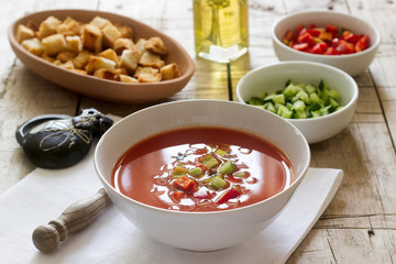 Gazpacho is a soup made of raw vegetables and served cold.