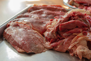 raw meat freshly cooked goose