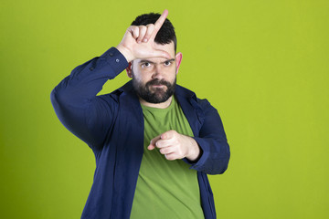Bearded guy making loser expression