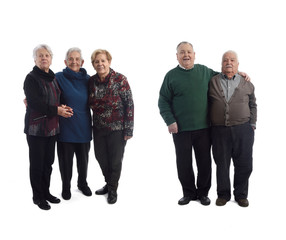 group of senior people on white