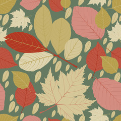 Fall of the leaves. Seamless pattern for textile, wallpapers, gift wrap and scrapbook. Vector illustration.
