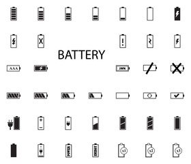 Battery vector illustration icons set.