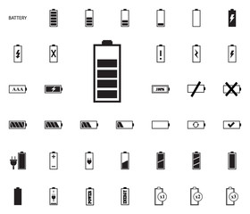 Battery vector illustration icons set.