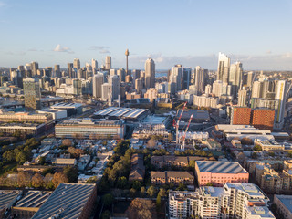 view Sydney City Skyline from a drone