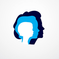 Woman life age years concept, the time of life, periods and cycle of life, growing old, maturation and aging, one generation and age categories. Vector simple classic icon or logo design.