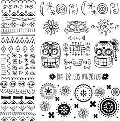 dia de los muertos doodle elements