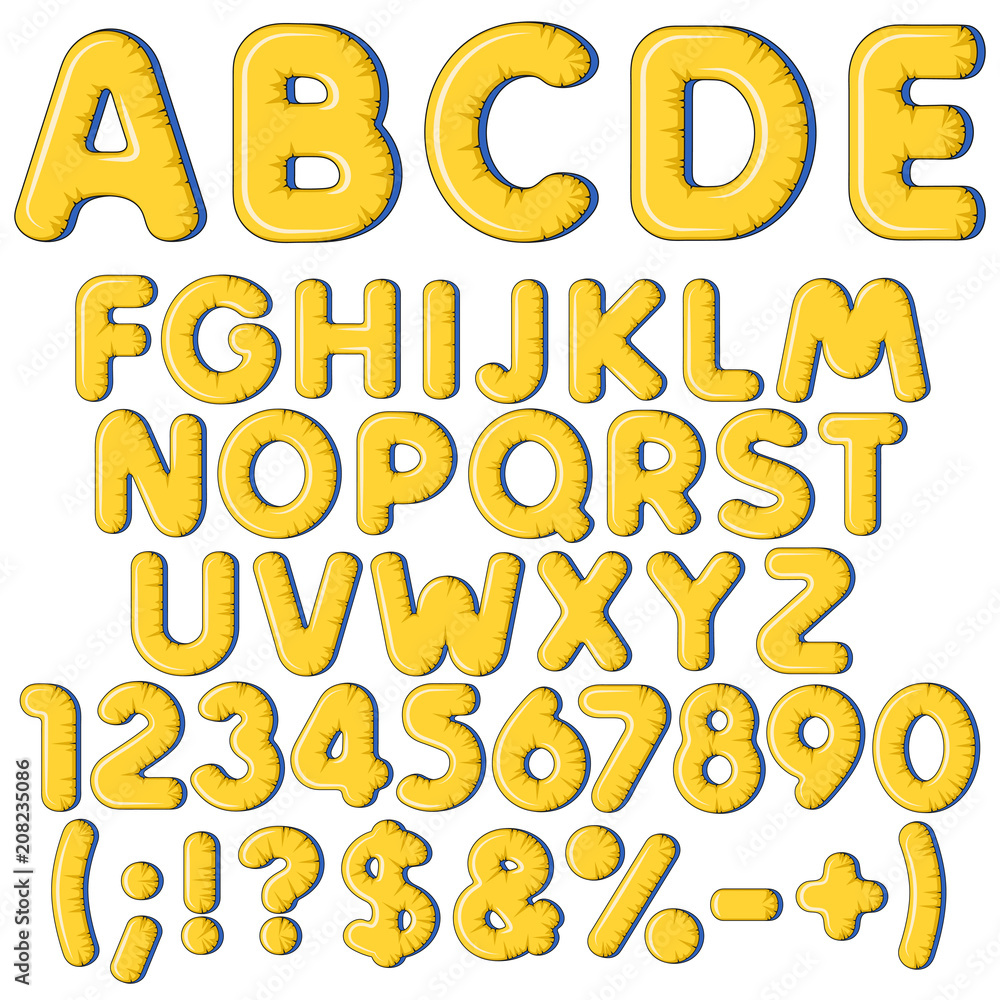 Poster inflatable alphabet, letters, numbers and signs. set of colored isolated vector objects on white bac