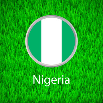 Green grass and circle with flag of Nigeria.