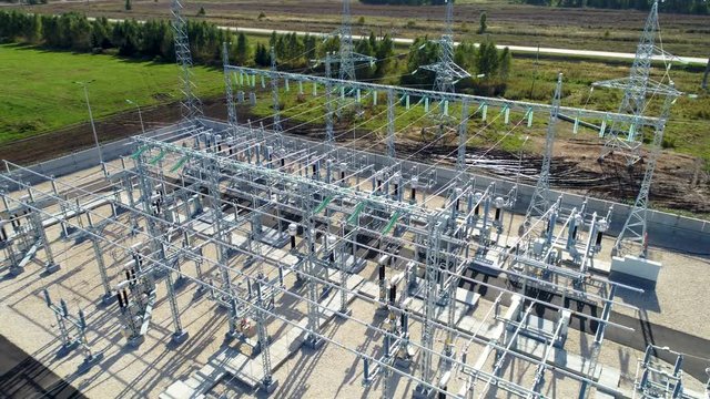 high voltage substation consists of auto transformers in summer