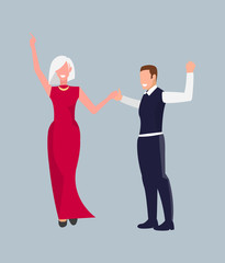 Couple Dancing at Party on Vector Illustration