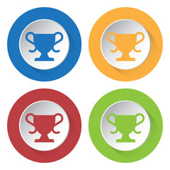 four round color icons, sports cup