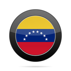 Fototapeta premium Flag of Venezuela. Shiny black round button.