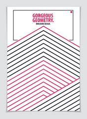 Brochure Design Template minimal design. Modern Geometric Abstract pattern vector background. Striped line textured geometric illustration. A4 print format.