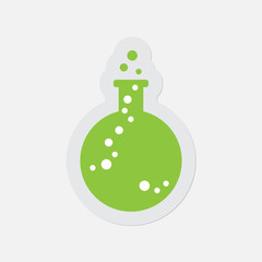simple green icon - flask with a drop
