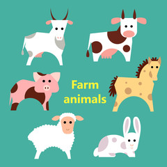 Set of farm animals
