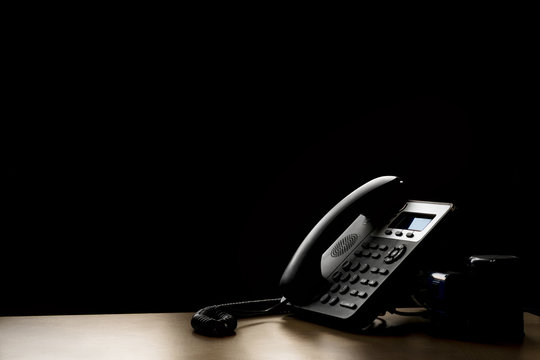 modern landline phone on the table