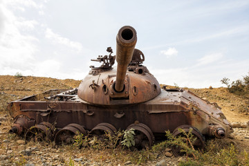 Wreckage of a tank in tigray area - Ethiopia