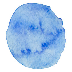  isolated, blue watercolor stain