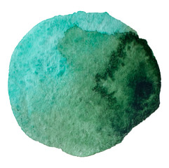 isolated, green watercolor stain