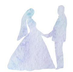 watercolor silhouette of the bride and groom