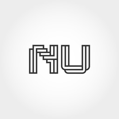 Initial Letter NU Logo Vector Design