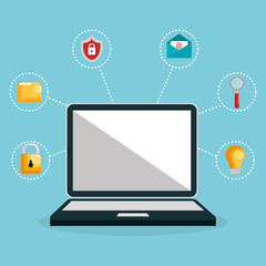 laptop with internet security icons vector illustration design