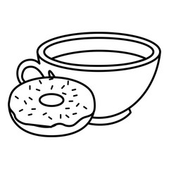 coffee cup with sweet donuts vector illustration design