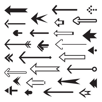 Set of back vector arrows. Illustration and Icon.