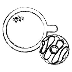coffee cup with sweet donuts vector illustration design