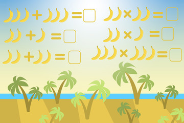 Counting Game for Preschool Children. Mathematics task. How many objects. Learning mathematics, numbers