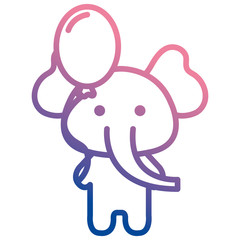 cute elephant with balloon helium kawaii character vector illustration design