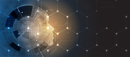 Artificial intelligence. Technology web background. Virtual concept