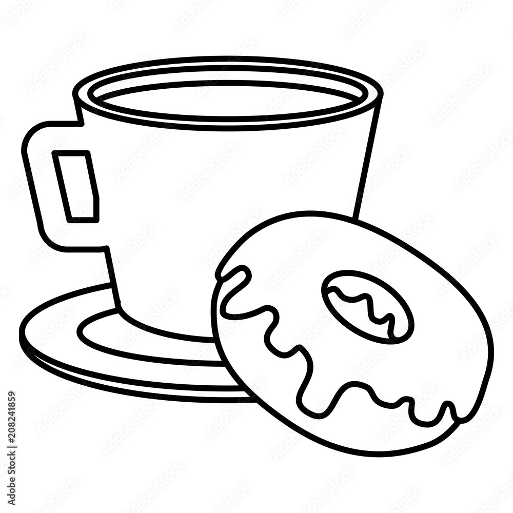 Wall mural coffee cup with sweet donuts vector illustration design