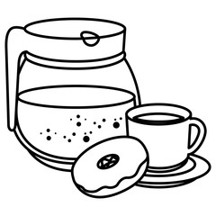 coffee cup and teacup with sweet donuts vector illustration design