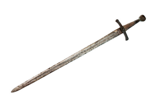 Medieval sword isolated on white background. Clipping path.
