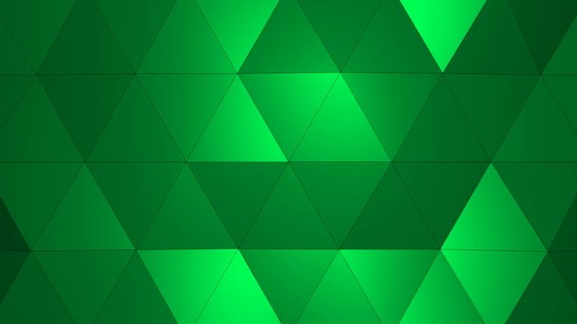 Loopable Abstract Green Low Poly 3D surface as CG background. Soft Polygonal Geometric Low Poly motion background of shifting Red Orange polygons. 4K Fullhd seamless loop background render  V2
